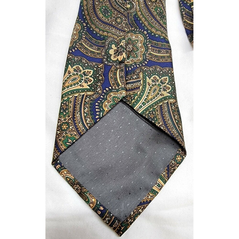 Castellani Ada Roma Neck Tie 100% Pure Silk 60.5”x 3.5” Blue Grey Tan Italy EUC - Picture 3 of 7